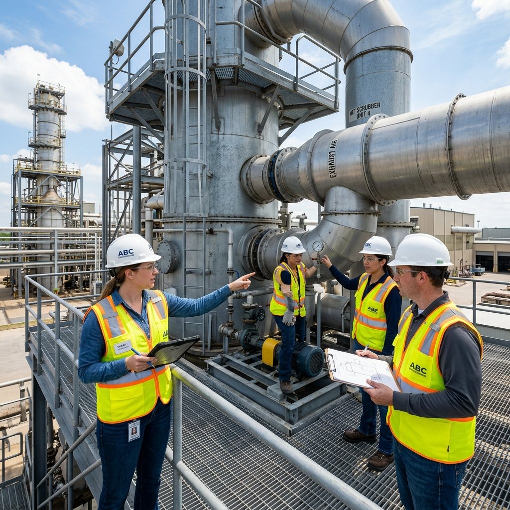 Onsite Turnkey Engineers Inspecting Scrubbers
